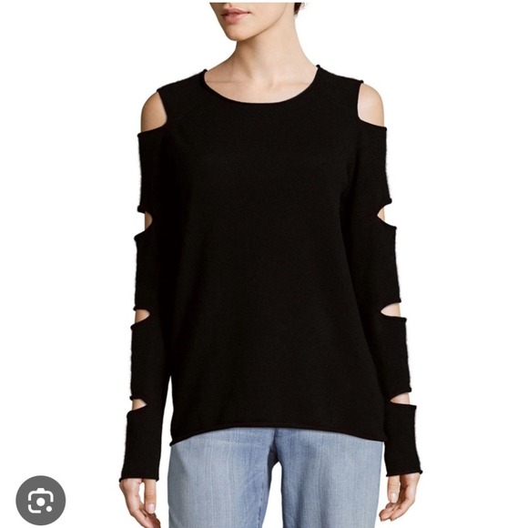 Skull Cashmere Sweaters - Skull Cashmere Tyrone Slash XS Black Pullover‎ Cutout Sleeve Knit Top Sweater